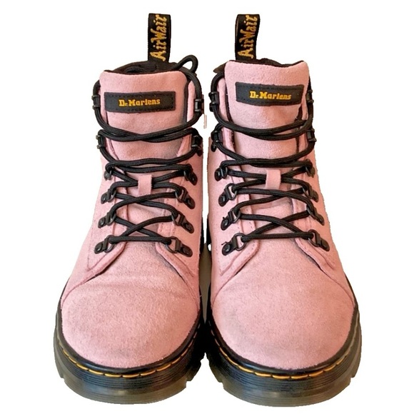 Dr. Martens Pink Suede Lace-Up Boots - Picture 1 of 5